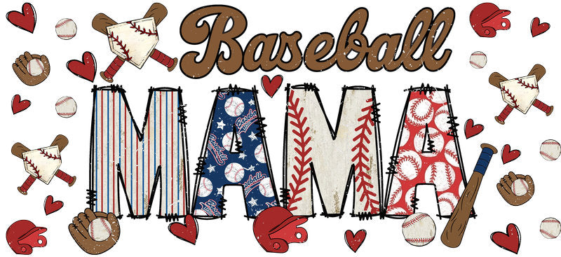 Baseball Mama Retro UV DTF Cup Wrap for 16oz Libbey KA-6492