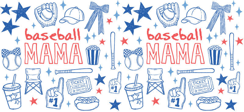 Baseball Mama Blue UV DTF Cup Wrap for Libbey Glass KA-6499