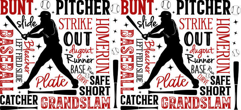 Bunt Pitcher Strikeout UV DTF Cup Wrap for Libbey Glass KA-6523