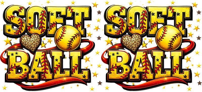 Softball Ball Retro UV DTF Cup Wrap for 16oz Libbey Glass KA-6558