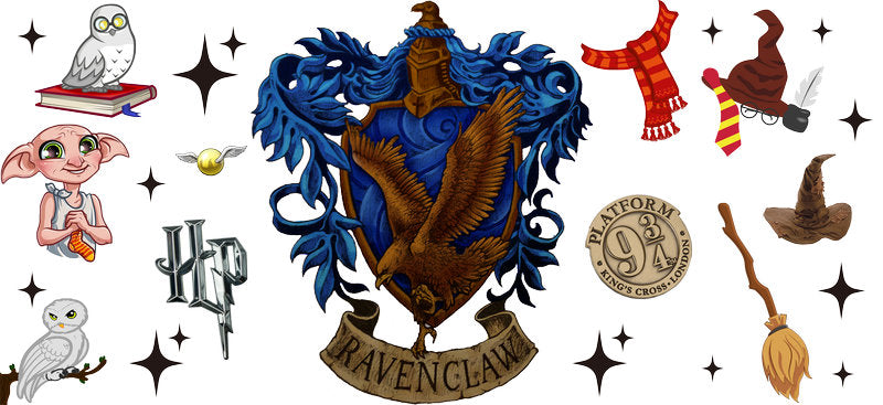 Ravenclaw Crest Harry Potter UV DTF Cup Wrap for 16oz Libbey Glass KA-6619