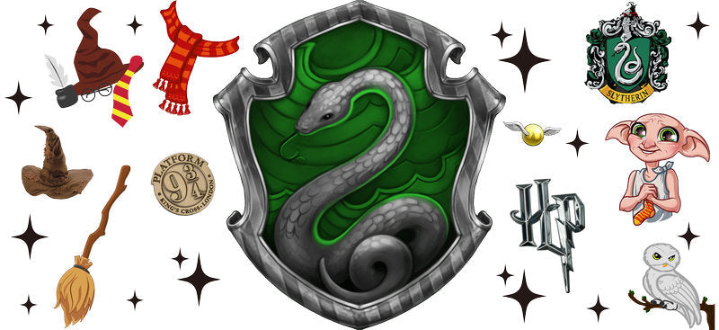 Slytherin Shield Harry Potter UV DTF Cup Wrap for 16oz Libbey Glass KA-6623