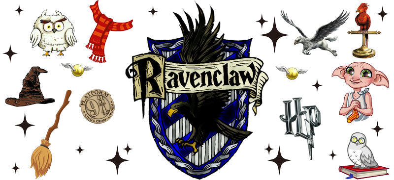 Ravenclaw Dark Crest UV DTF Cup Wrap for 16oz Libbey Glass KA-6627