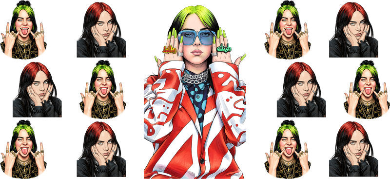 Billie Eilish Style UV DTF Cup Wrap for 16oz Libbey Glass KA-6724