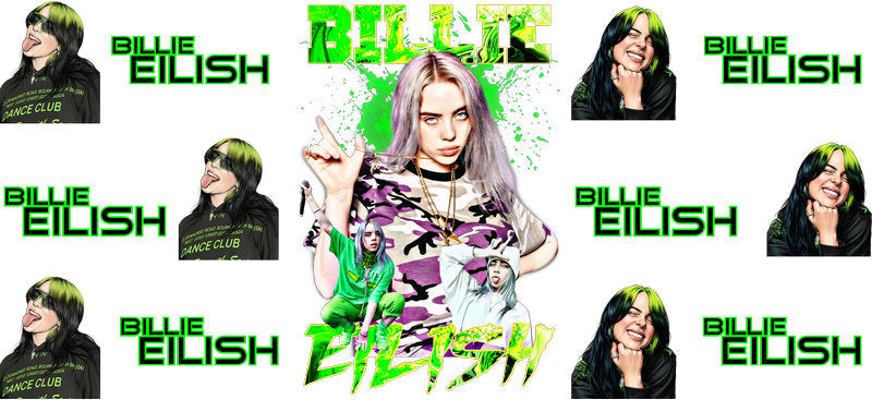 Billie Eilish Green UV DTF Cup Wrap for 16oz Libbey Glass KA-6734
