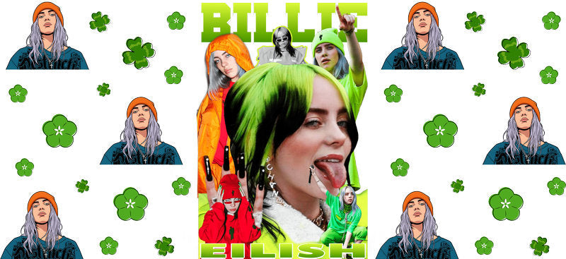 Billie Eilish Green UV DTF Cup Wrap for 16oz Libbey Glass KA-6744