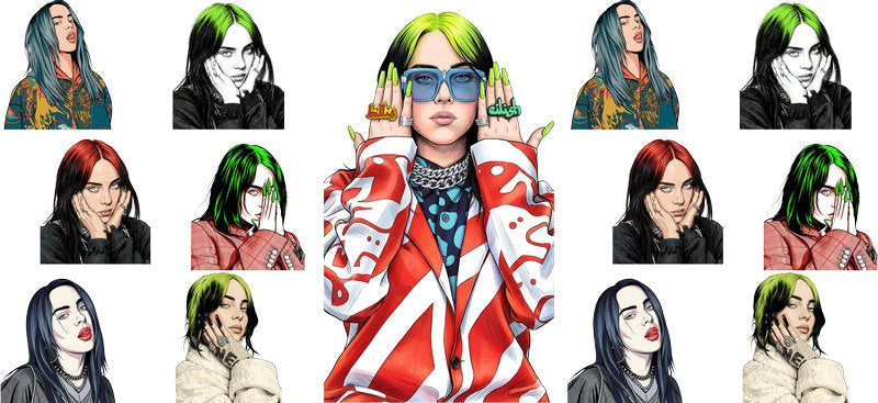 Billie Eilish Style UV DTF Cup Wrap for 16oz Libbey Glass KA-6745