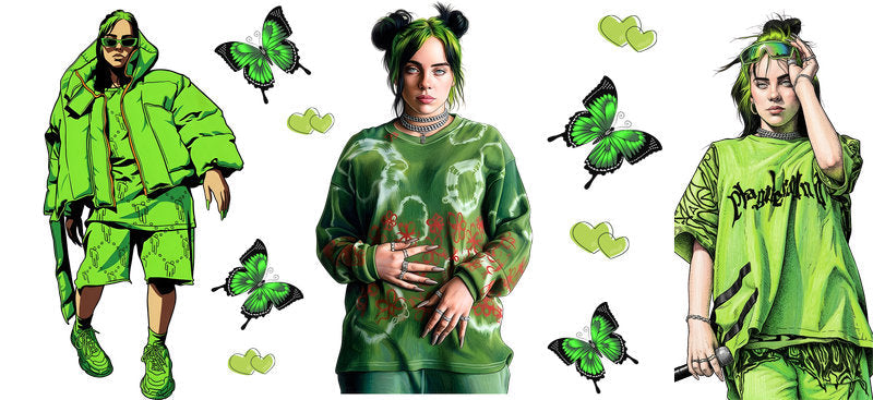 Billie Eilish Butterfly UV DTF Cup Wrap for 16oz Libbey Glass KA-6759