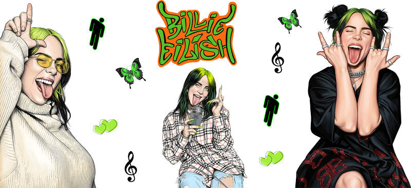 Billie Eilish Vintage UV DTF Cup Wrap for 16oz Libbey Glass KA-6762
