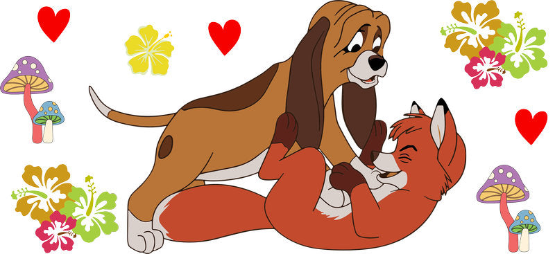 Disney Fox and the Hound Friends UV DTF Cup Wrap for 16oz Libbey Glass KA-6765