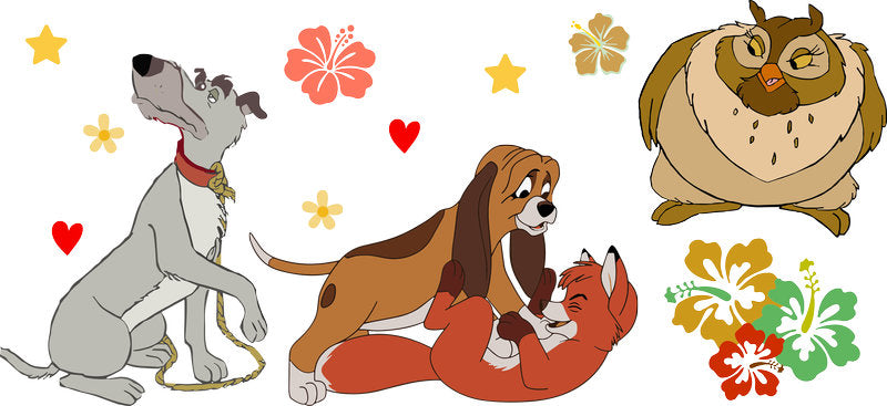 Disney Fox and the Hound Classic UV DTF Cup Wrap for 16oz Libbey Glass KA-6766