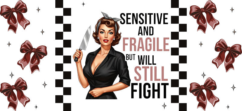Sarcastic Retro Women Quote UV DTF Cup Wrap for 16oz Libbey Glass KA-6821