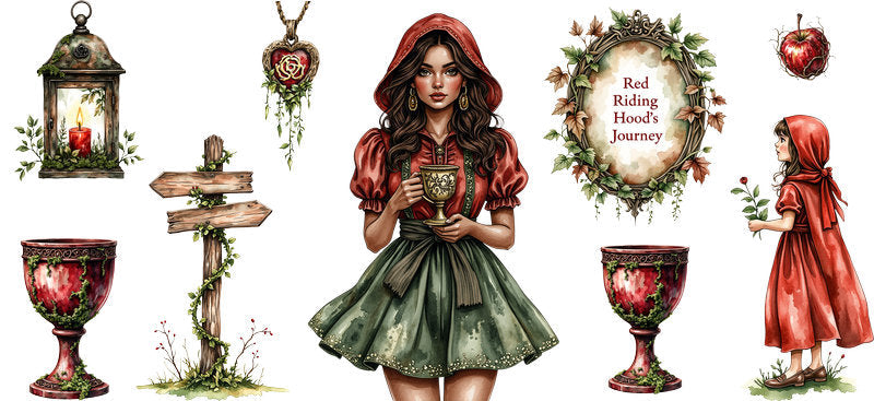 Little Red Riding Hood UV DTF Cup Wrap for 16oz Libbey Glass KA-6843