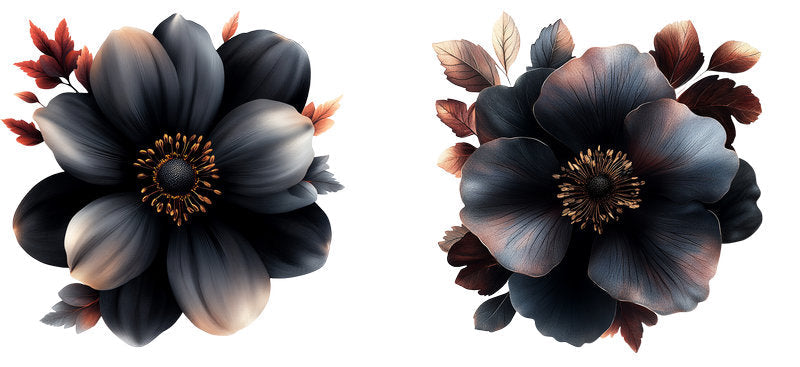 Dark Flower UV DTF Tumbler Wrap for 16oz Libbey Glass KA-6940