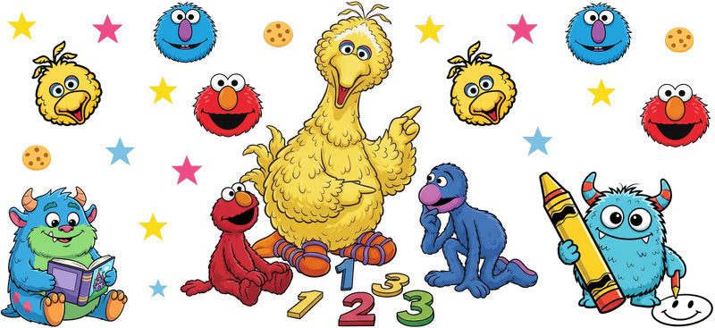Sesame Street Big Bird UV DTF Cup Wrap for 16oz Libbey Glass KA-6997