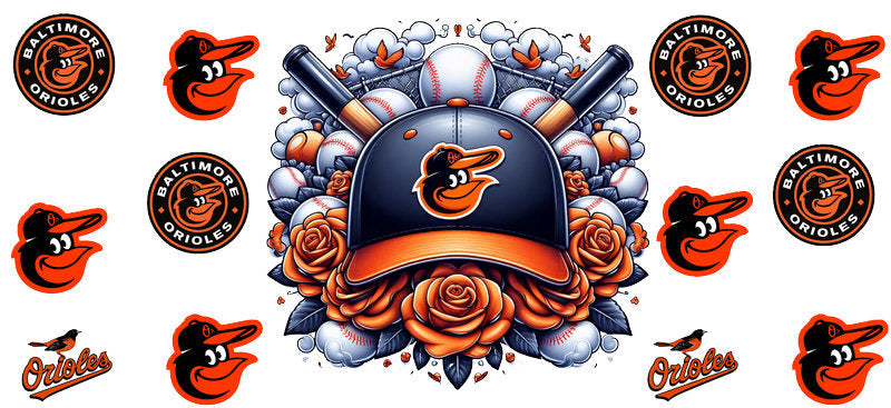 Baltimore Orioles MLB UV DTF Tumbler Decal for 16oz Libbey Glass KA-7030