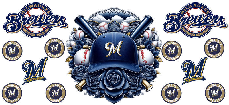 Milwaukee Brewers MLB UV DTF Tumbler Decal for 16oz Libbey Glass KA-7033