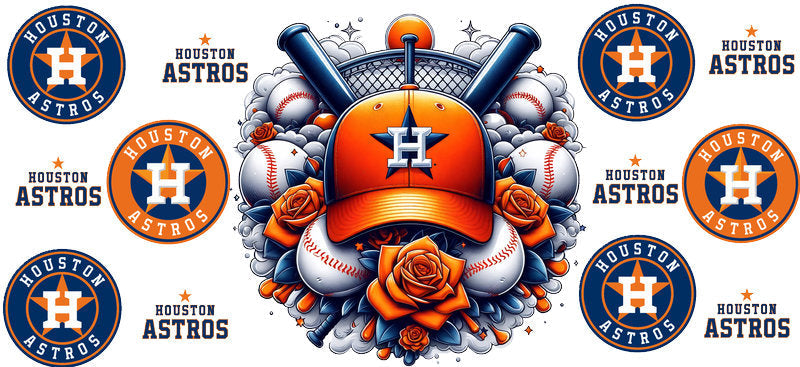 Houston Astros MLB UV DTF Cup Decal for 16oz Libbey Glass KA-7037