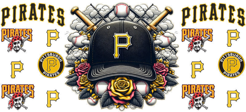 Pittsburgh Pirates MLB UV DTF Cup Wrap for 16oz Libbey Glass KA-7044
