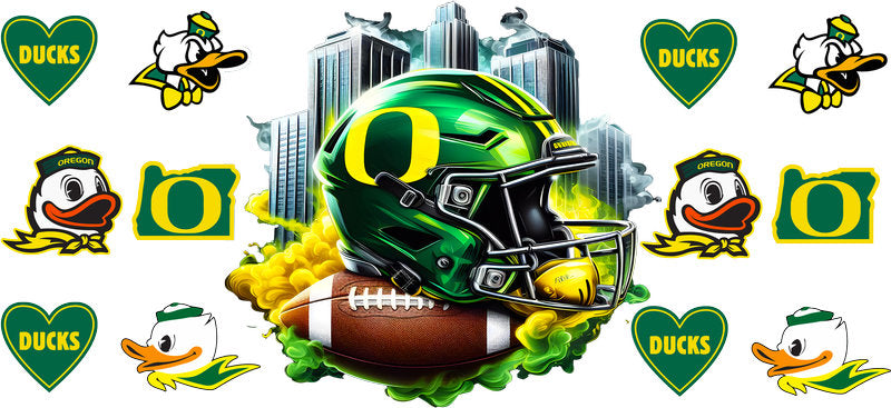 Oregon Ducks College Football UV DTF Cup Decal Design for 16oz Libbey Glass KA-7058