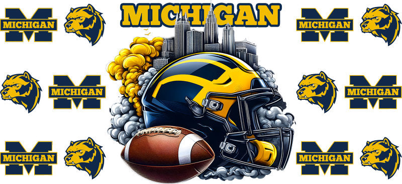 Michigan Wolverines College Football UV DTF Cup Wrap Design for 16oz Libbey Glass KA-7059