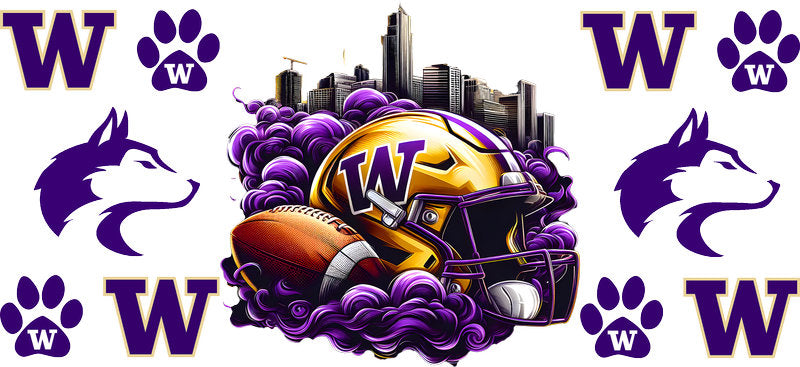 Washington Huskies College Football UV DTF Cup Wrap Design for 16oz Libbey Glass KA-7062
