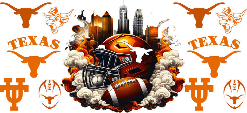Texas Longhorns College Football UV DTF Tumbler Wrap Design for 16oz Libbey Glass KA-7063