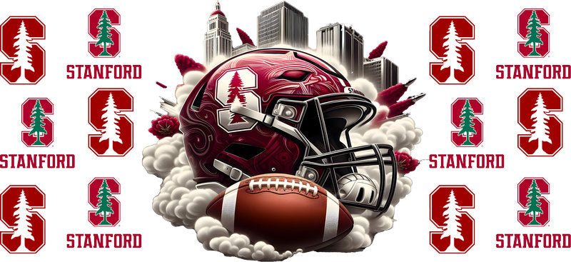 Stanford Cardinal College Football UV DTF Cup Wrap Design for 16oz Libbey Glass KA-7083