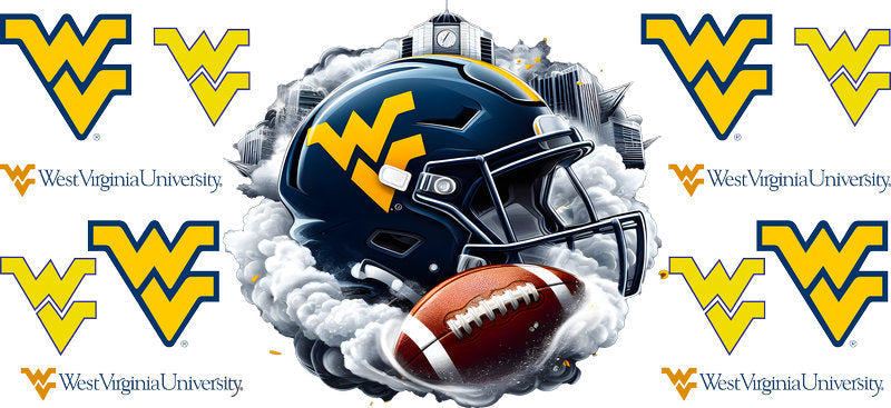 West Virginia Mountaineers College Football UV DTF Cup Decal Design for 16oz Libbey Glass KA-7091
