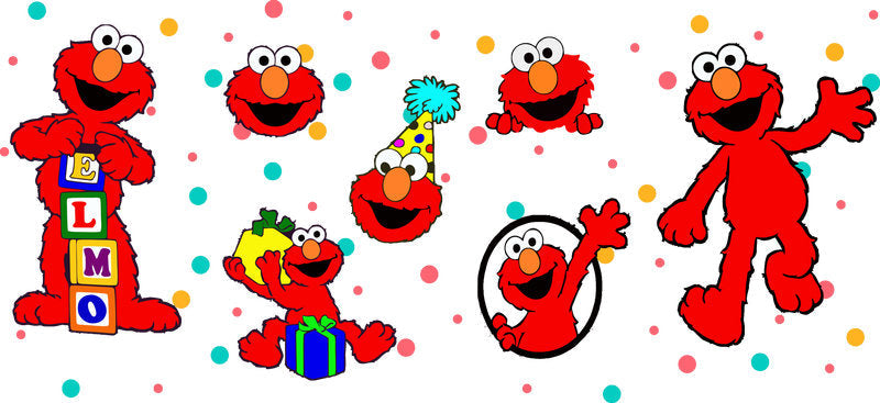 Sesame Street Elmo UV DTF Tumbler Wrap Design for 16oz Libbey Glass KA-7140