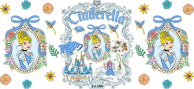 Cinderella Princess UV DTF Cup Decal Design for 16oz Libbey Glass KA-7162