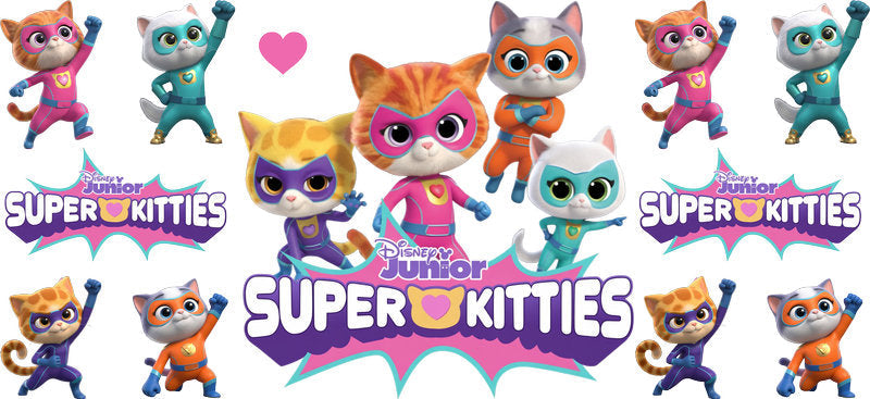 Super Kitties Cartoon UV DTF Cup Decal Design for 16oz Libbey Glass KA-7181