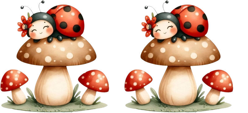 Ladybug Mushroom UV DTF Cup Decal Design for 16oz Libbey Glass KA-7208