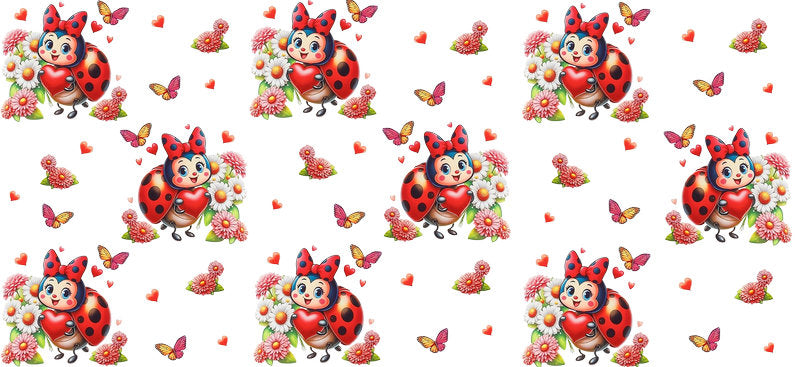 Ladybug Nature UV DTF Cup Decal Design for 16oz Libbey Glass KA-7217
