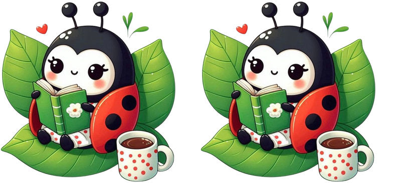 Ladybug Leaf Character UV DTF Tumbler Wrap Design for 16oz Libbey Glass KA-7228