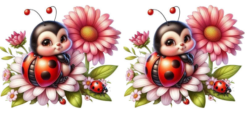 Ladybug Daisy Flower UV DTF Tumbler Wrap Design for 16oz Libbey Glass KA-7231