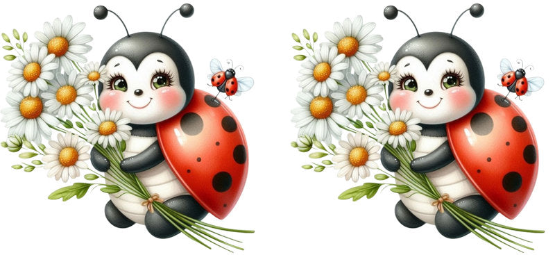 Ladybug Daisy Character UV DTF Cup Decal Design for 16oz Libbey Glass KA-7232