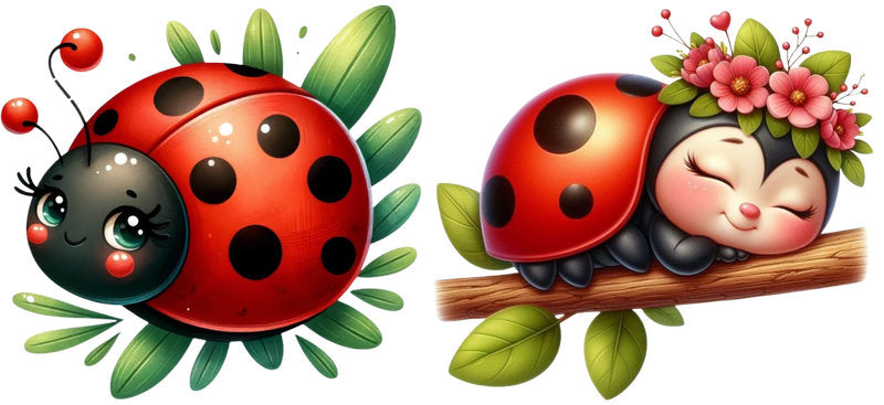 Ladybug Friends UV DTF Tumbler Wrap Design for 16oz Libbey Glass KA-7237