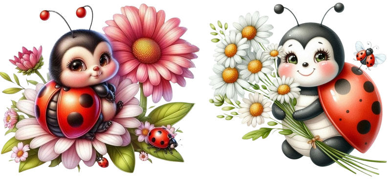 Ladybug Garden Friends UV DTF Cup Wrap Design for 16oz Libbey Glass KA-7239