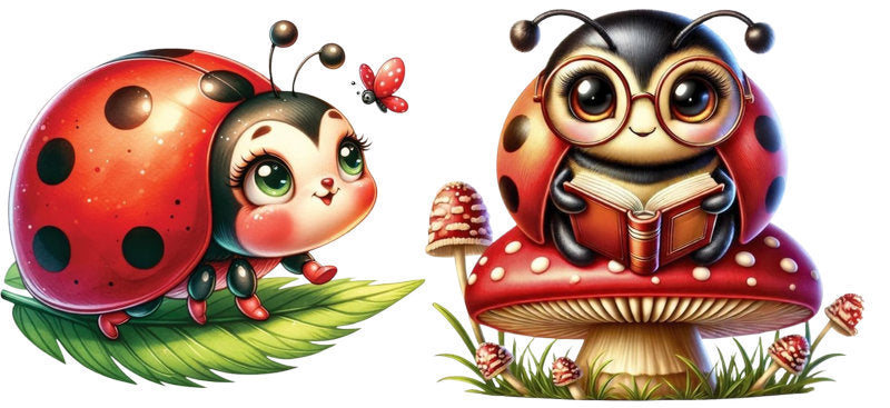Ladybug Character Collection UV DTF Cup Wrap Design for 16oz Libbey Glass KA-7242
