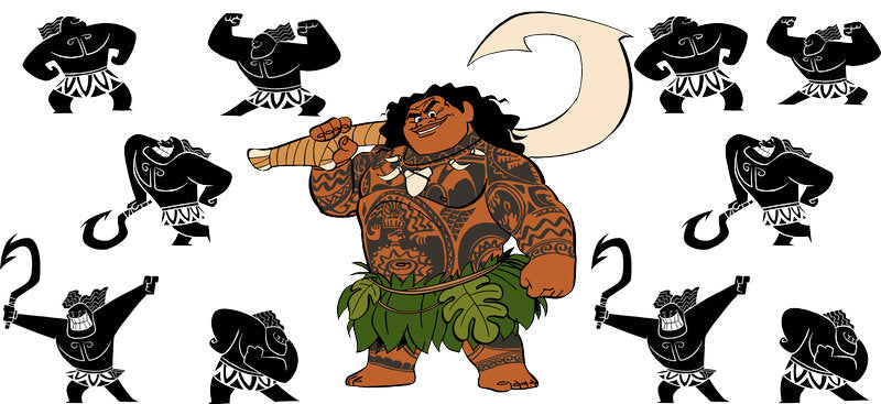 Disney Moana Character Scene UV DTF Cup Decal Design for 16oz Libbey Glass KA-7261