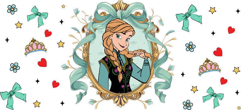 Disney Princess Portrait UV DTF Cup Wrap Design for 16oz Libbey Glass KA-7281