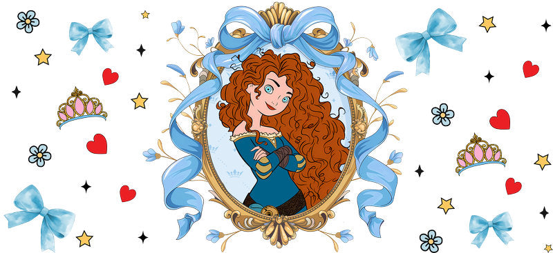 Disney Merida Princess UV DTF Cup Decal Design for 16oz Libbey Glass KA-7286