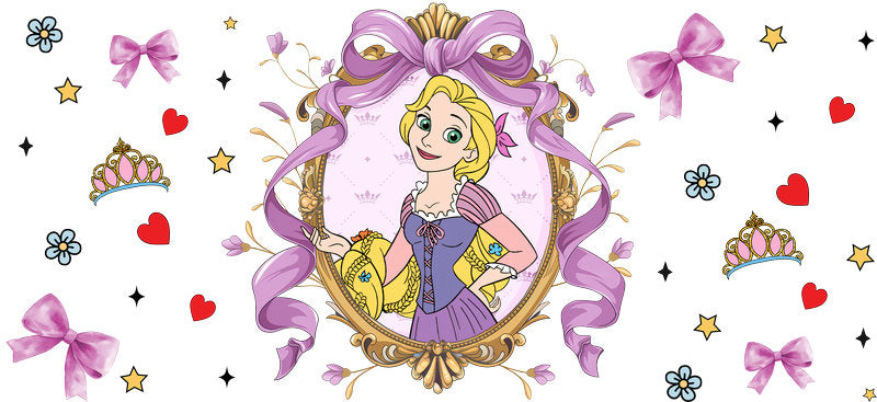 Disney Rapunzel Princess UV DTF Cup Decal Design for 16oz Libbey Glass KA-7289