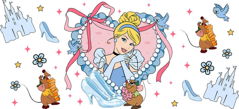 Disney Cinderella Castle UV DTF Cup Decal Design for 16oz Libbey Glass KA-7295