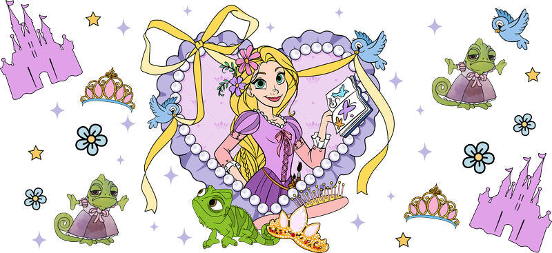 Disney Rapunzel Lantern UV DTF Cup Wrap Design for 16oz Libbey Glass KA-7296