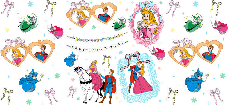 Disney Princess Character UV DTF Cup Decal Design for 16oz Libbey Glass KA-7313