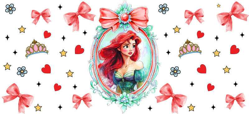 Disney Ariel Portrait UV DTF Cup Decal Design for 16oz Libbey Glass KA-7316