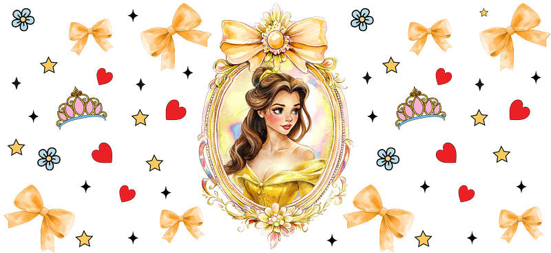 Disney Belle Portrait UV DTF Cup Decal Design for 16oz Libbey Glass KA-7319