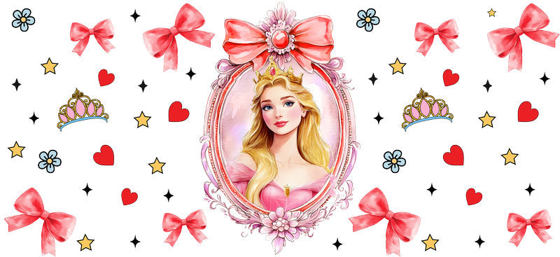 Disney Aurora Portrait UV DTF Cup Decal Design for 16oz Libbey Glass KA-7322